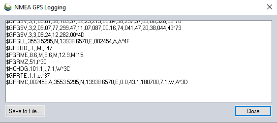 View NMEA Data Log