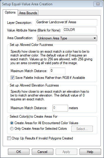 Create Area Features from Equal Values