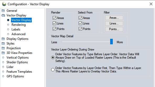 Vector Display Options