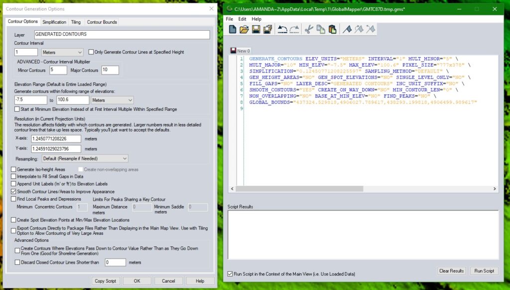 Script Mapping Using Global Mapper Script