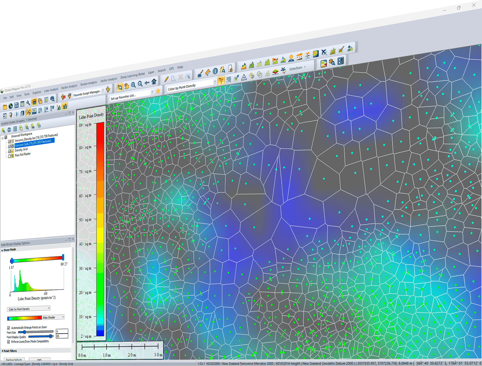 Voronoi dark density grid in Global Mapper