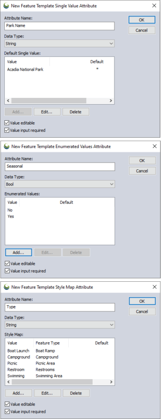 Types of feature templates in Global Mapper