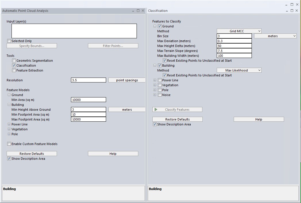 Automatic classification in Global mapper v25