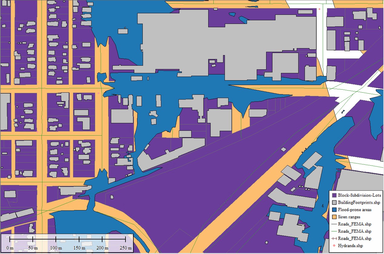 Vector layers differentiated by color 