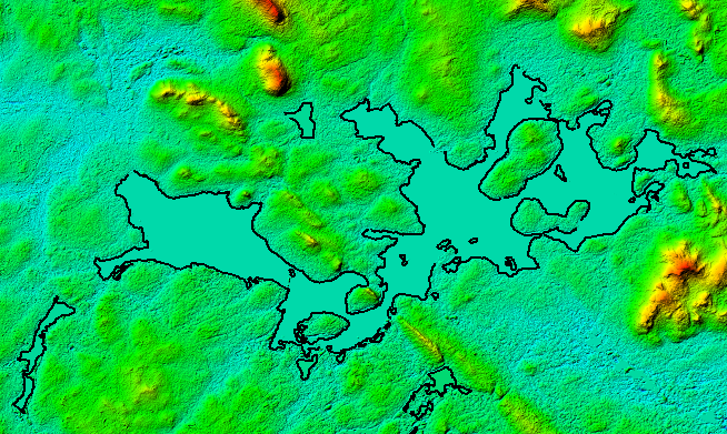 Automatic breaklines displayed on top of terrain data. 