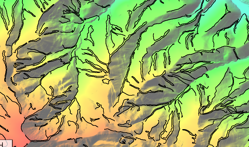 Breaklines used to delineate mountainous terrain 