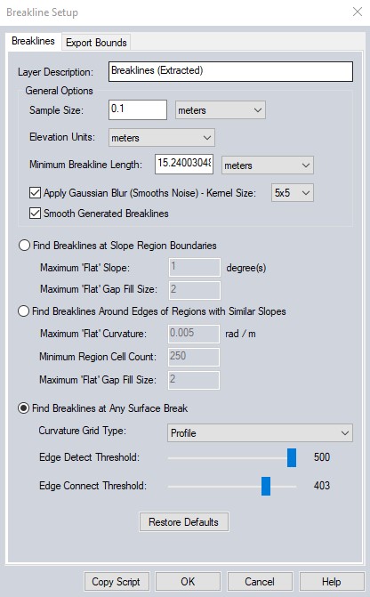 Breakline Setup