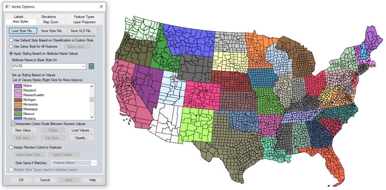 Categorical map creation in Global Mapper 