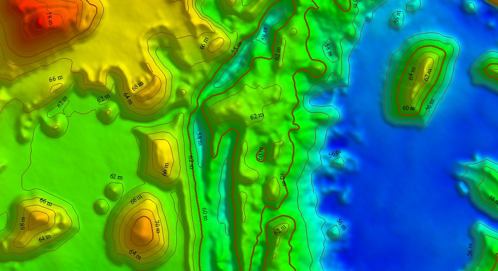 Contour lines for elevation data in Global Mapper 