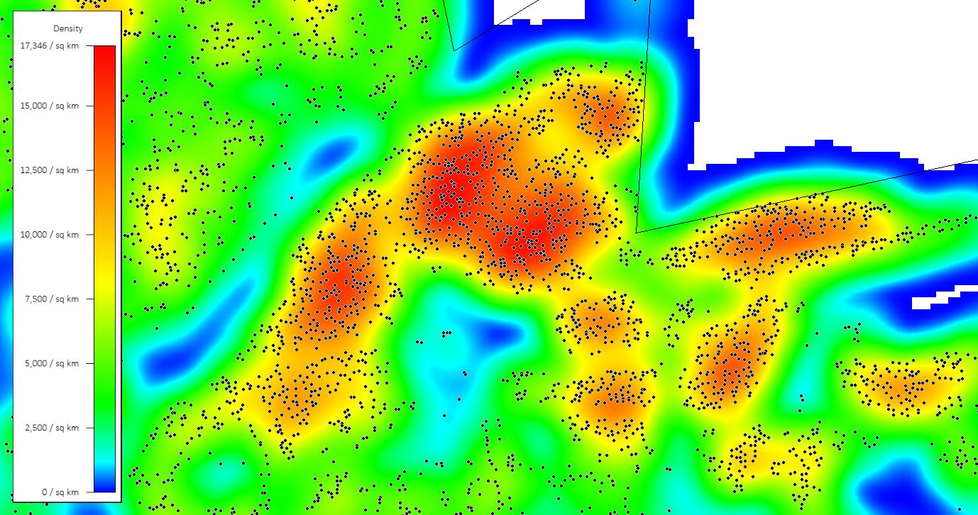 Shaded point density map