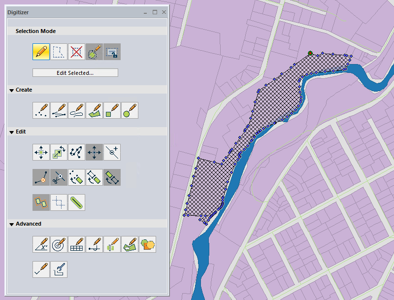 Vector analysis tools in the dockable digitizer tool