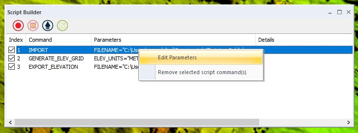 Edit script Parameters Global mapper