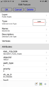 Edit Feature settings in Global Mapper Mobile
