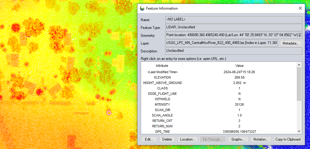 Feature information dialog