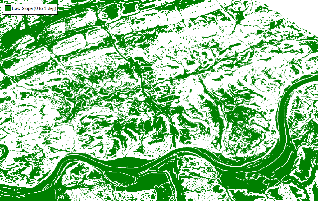 Reclassified slope data for highlighting areas suitable for Solar Energy Suitability Analysis