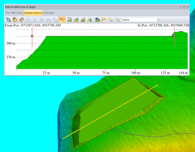 Flattened Site Plan tool and the Path Profile tool