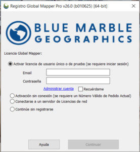 Global Mapper Registration Page