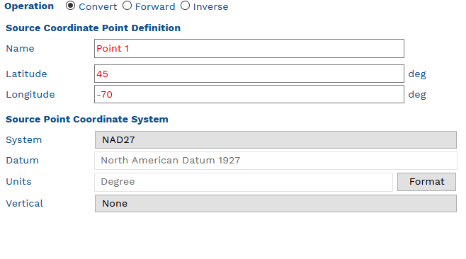 A screenshot of the input options for point conversion