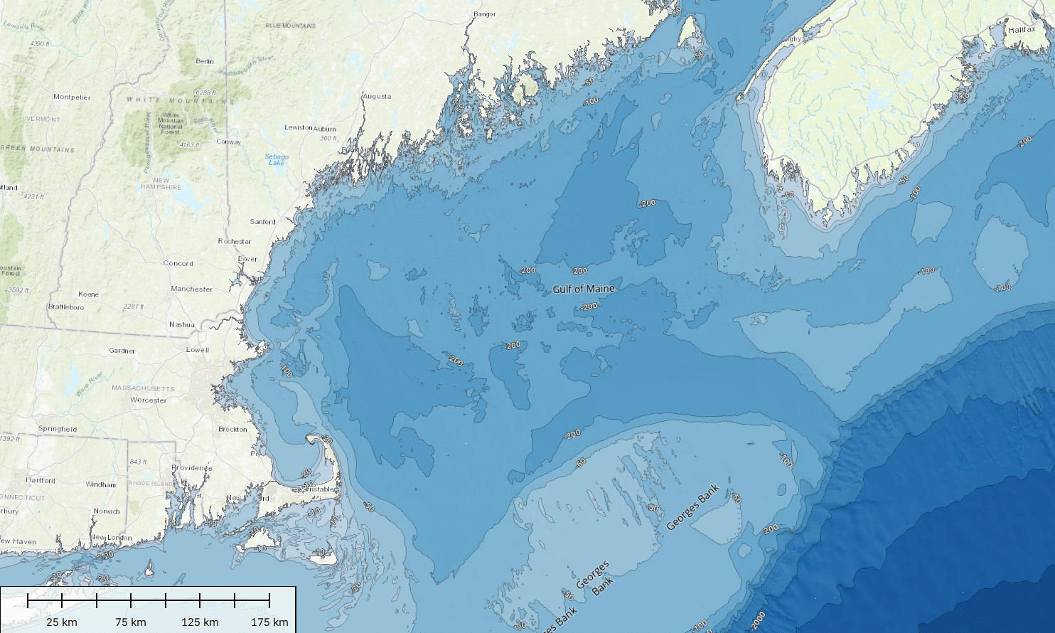 Mapa topobatimétrico creado a partir de datos batimétricos derivados de satélite y datos del Mapa Topográfico Mundial.