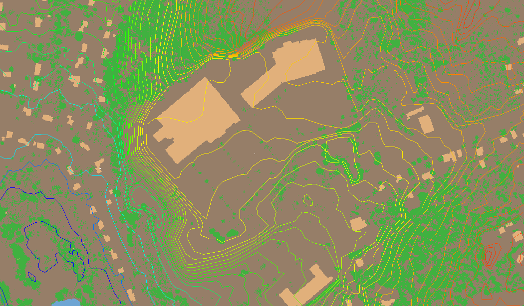 Topographic lines in a point cloud