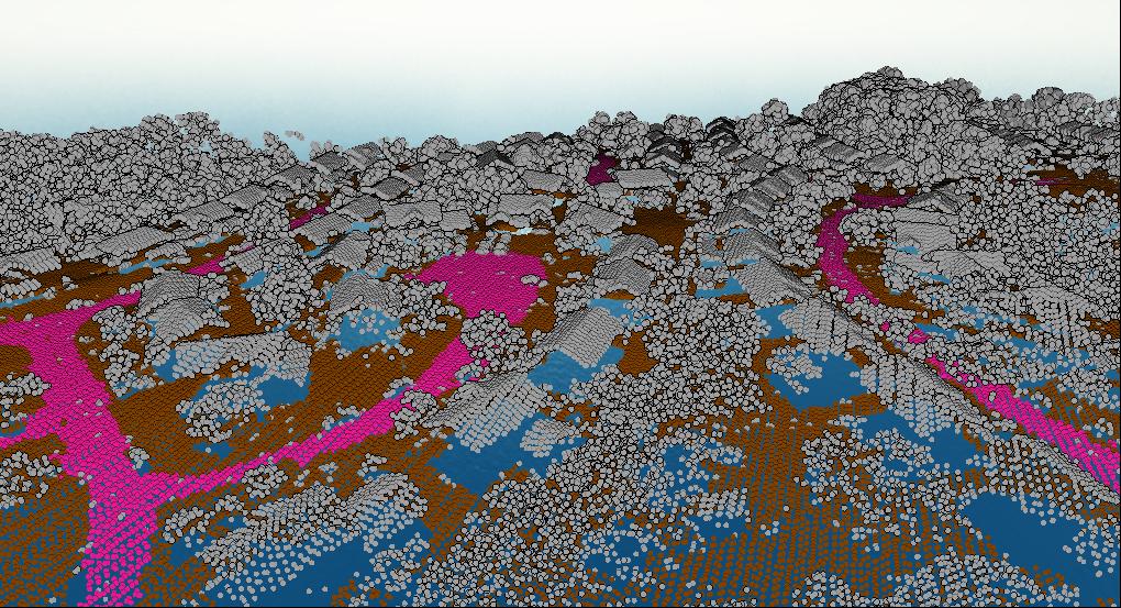 segmented points in 3D view 