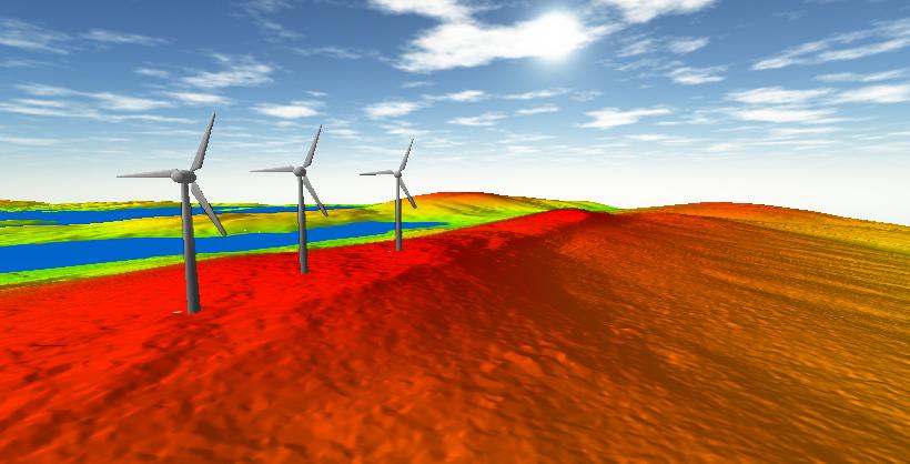 Modeled wind turbines 