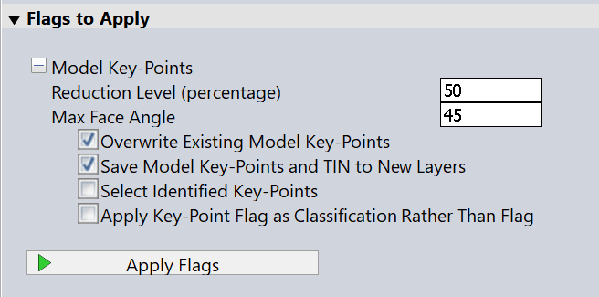 Dialog for Model Key Points in the Global Mapper Insight and Learning Engine™
