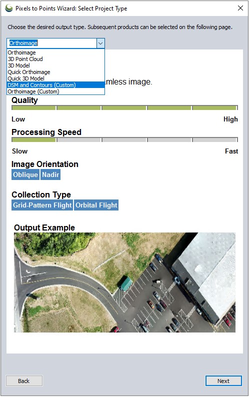 A screenshot of the Pixels to Points wizard with new template options 