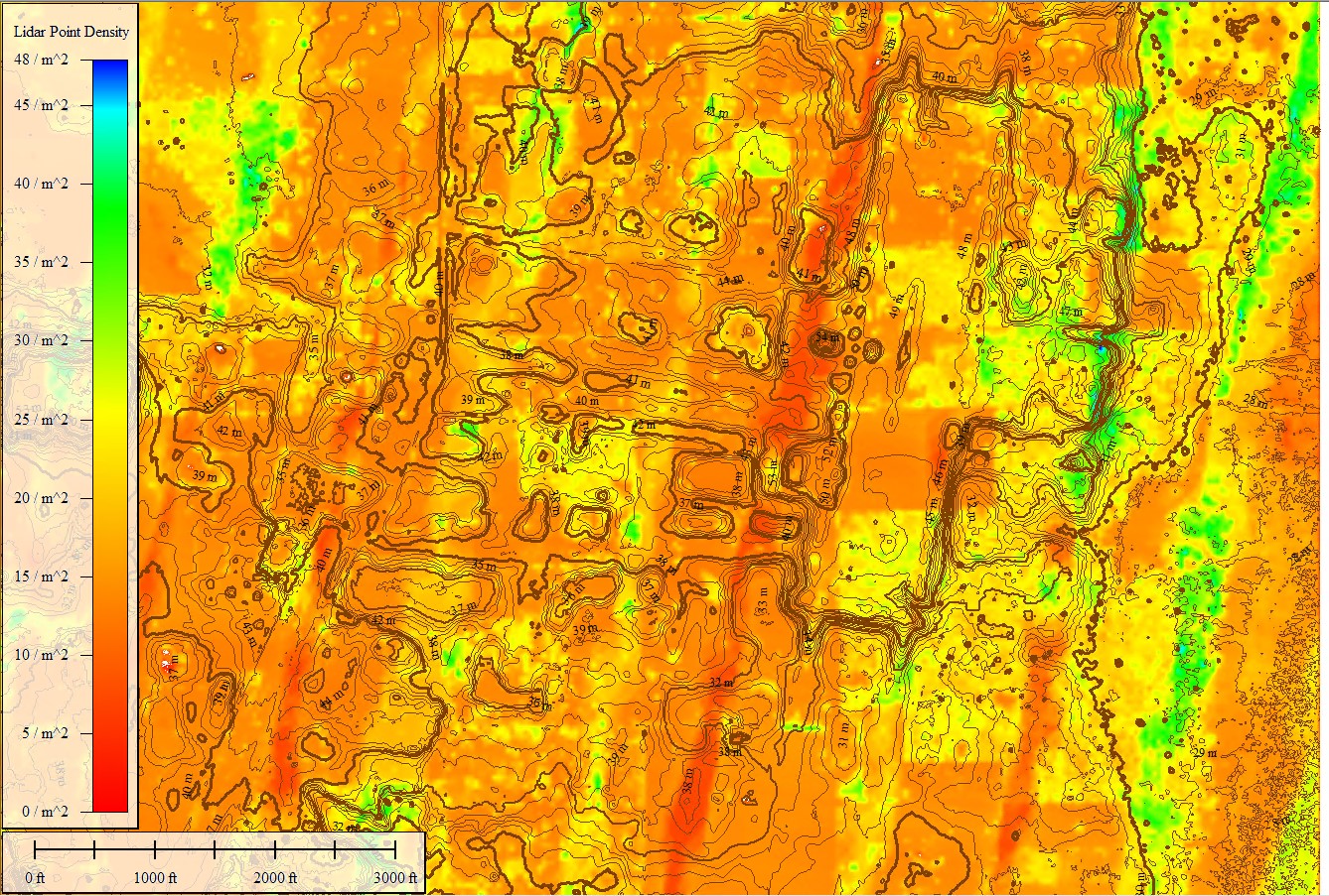 A surface layer that displays the stripes of low survey overlap 