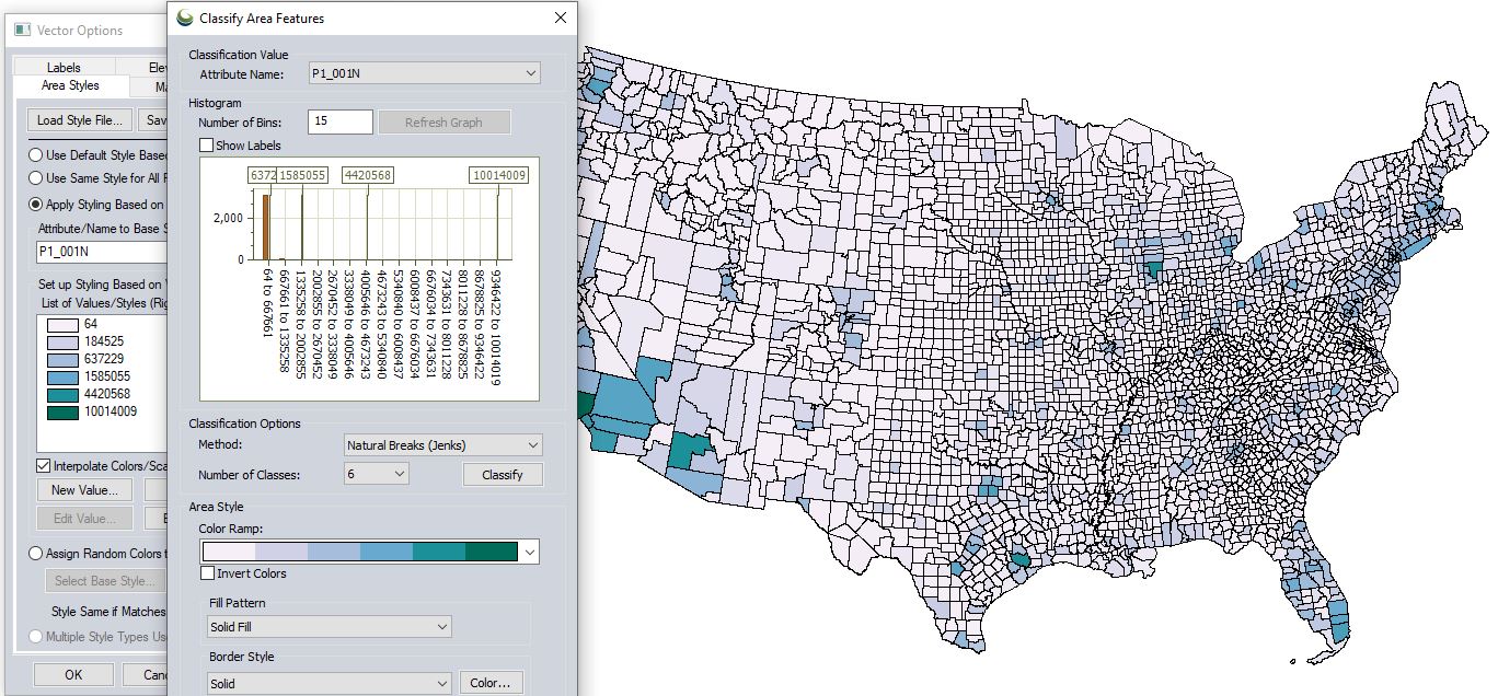 Choropleth map in Global Mapper