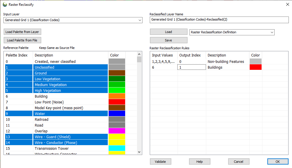 A screenshot of the raster reclassify dialog 