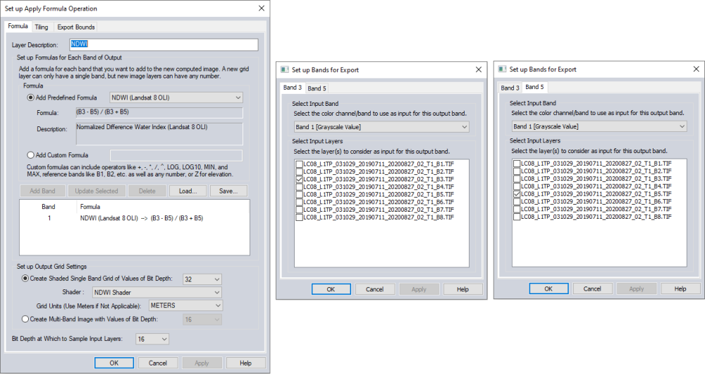Applying a formula to satellite data using Raster Calculator 