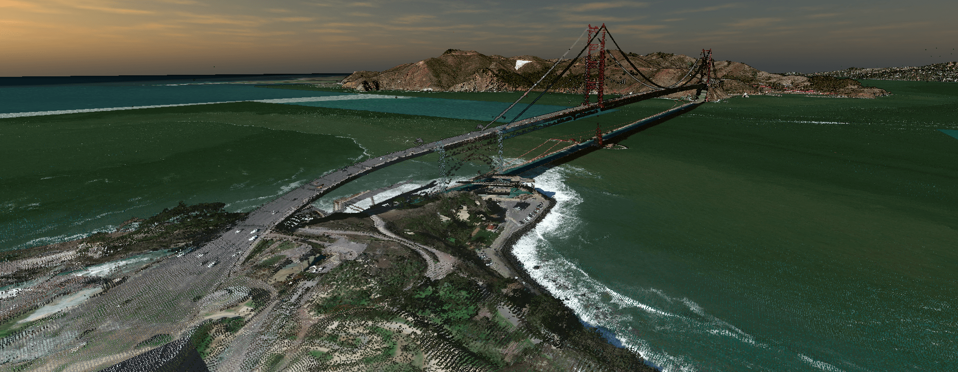 3D view of Golden Gate bridge point cloud