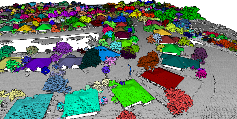 Screenshot of a segmented point cloud