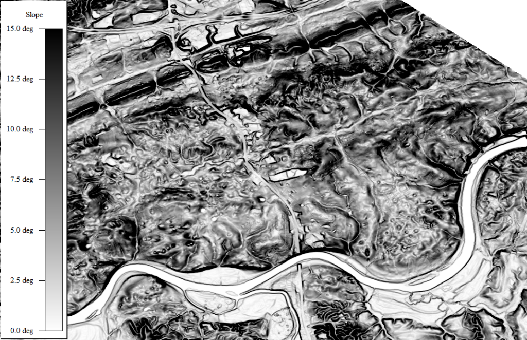 Slope shader to find flat areas for use in Solar Energy Suitability Analysis