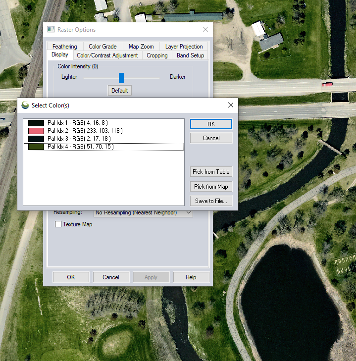 A screenshot of raster transparency options for an imagery layer 