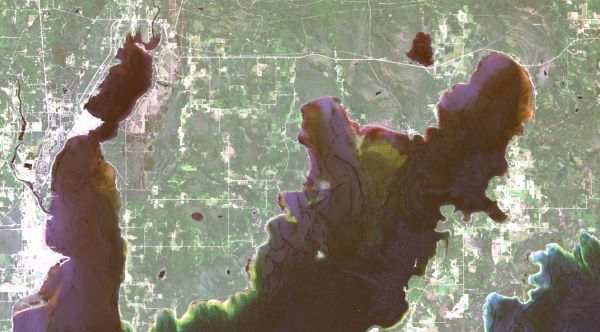 Multiband geotiff Image of land and water