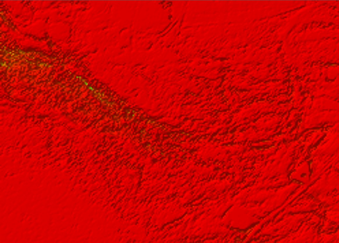 A largely monocolor grid highlights irregular ground measurements 