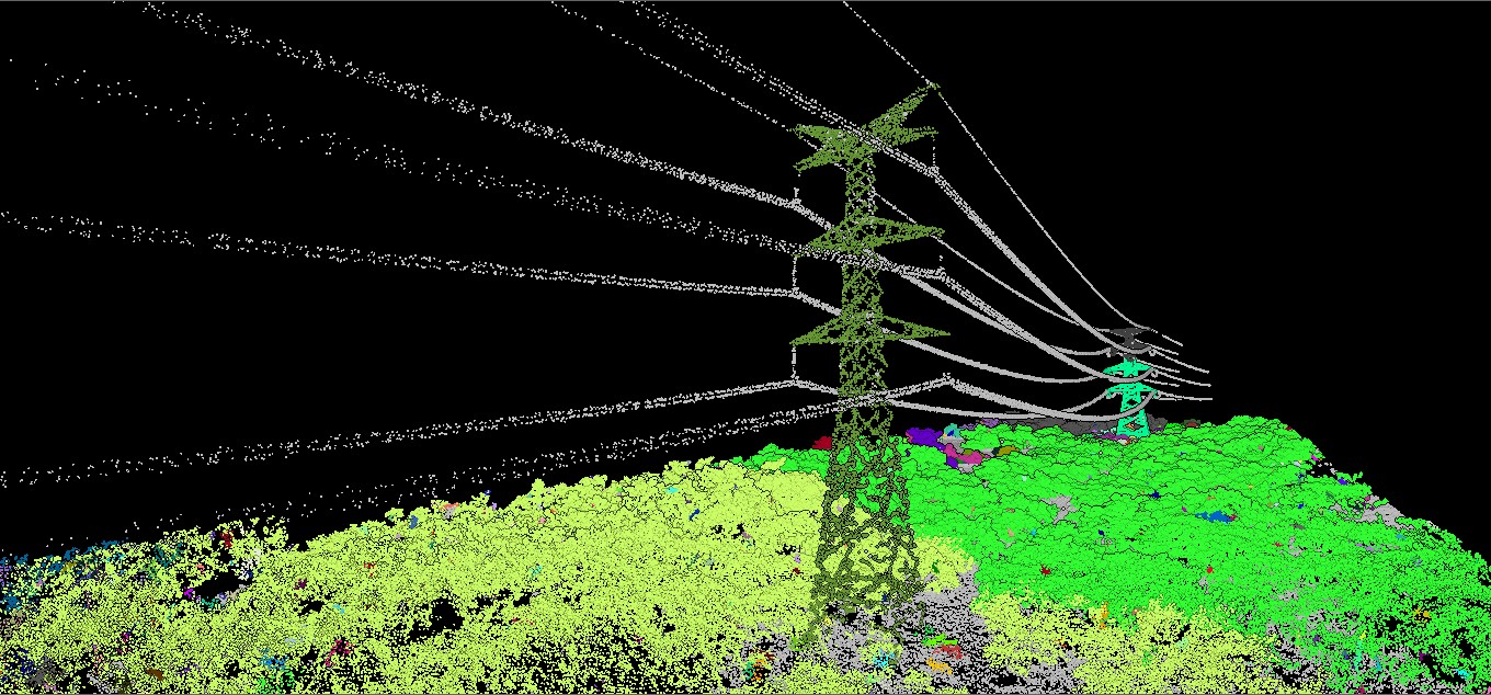 Transmission Tower lidar segmented and classified. 