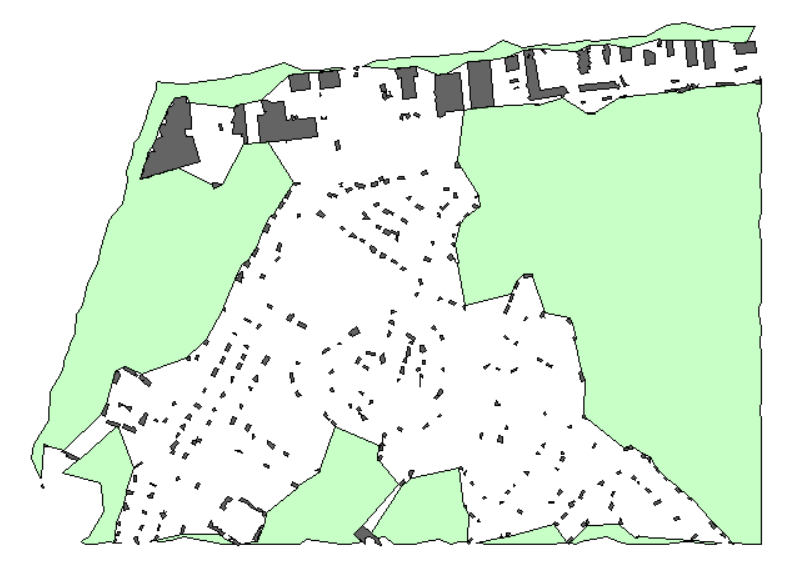 Difference performed between tree and building boundary areas with extracted buildings