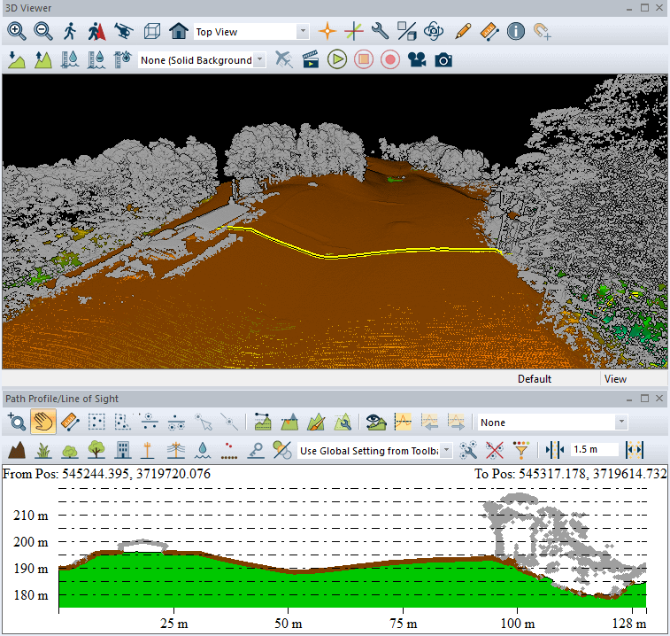 Path profile of ground lidar classification