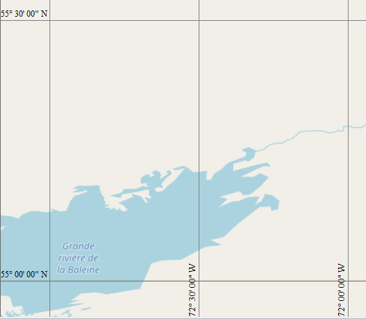 On-screen grids enabled on a world map