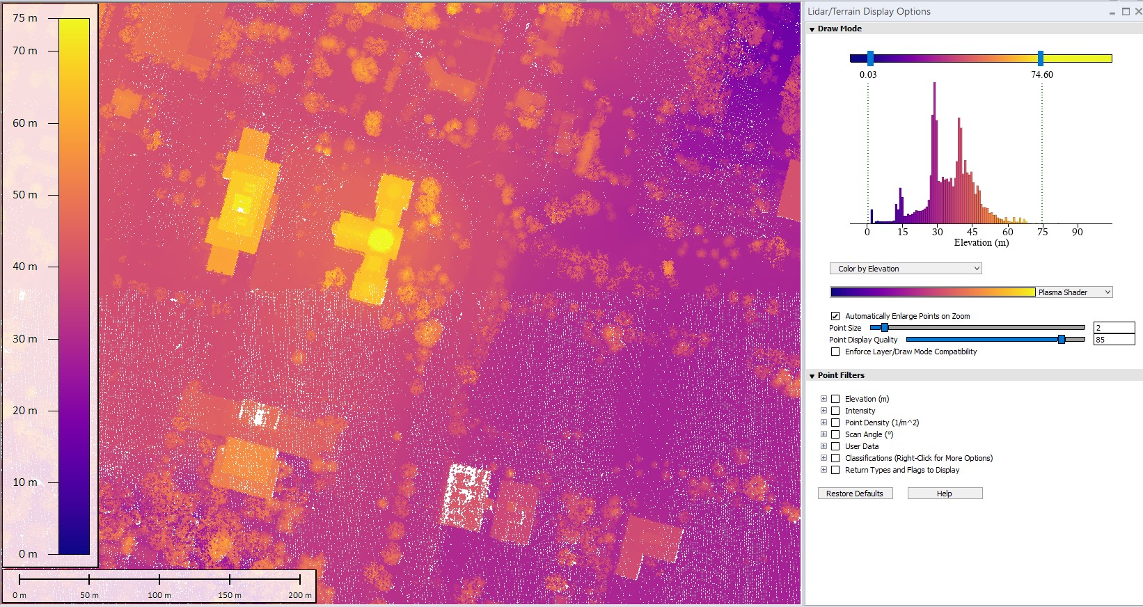 Pink and yellow lidar shader