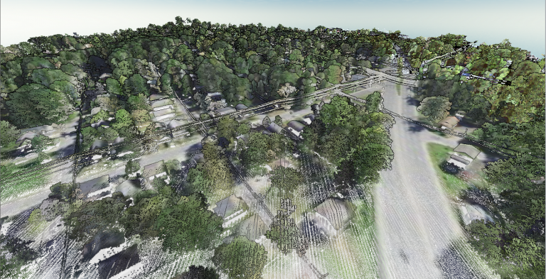 Eye dome lighting applied to a point cloud layer in Global Mapper's 3D viewer. 