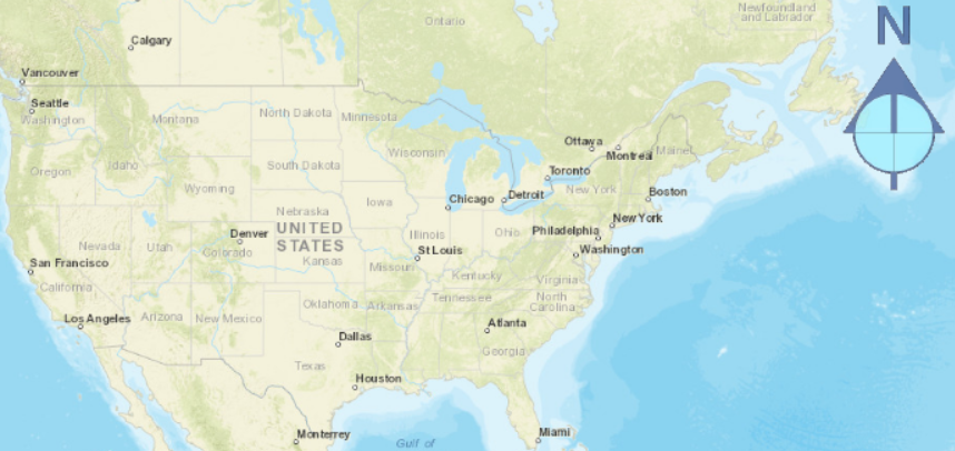 On-screen North arrow on a map
