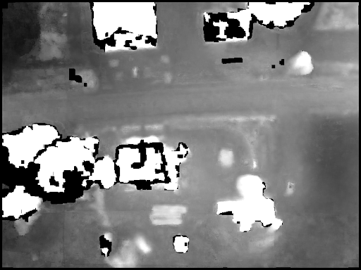 A map where areas of low confidence, such as buildings and trees, are omitted 