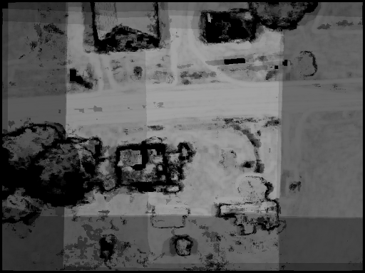 Areas of high overlap are darker than their surroundings