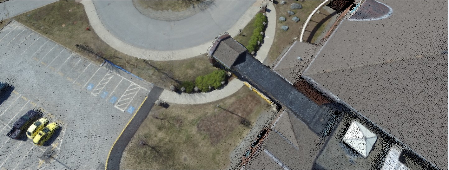 Drone fotogrametri verileri kullanılarak Global Mapper tarafından oluşturulan yoğun nokta bulutu.