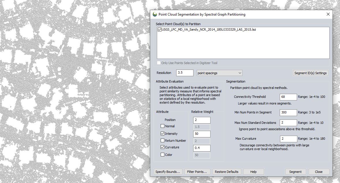 Segmentation for roads in point clouds 