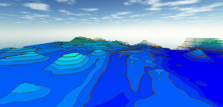 iso-height area features from contour lines in Global Mapper 